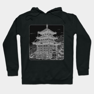 Black and white illustration of pretty tardis in Japan Hoodie